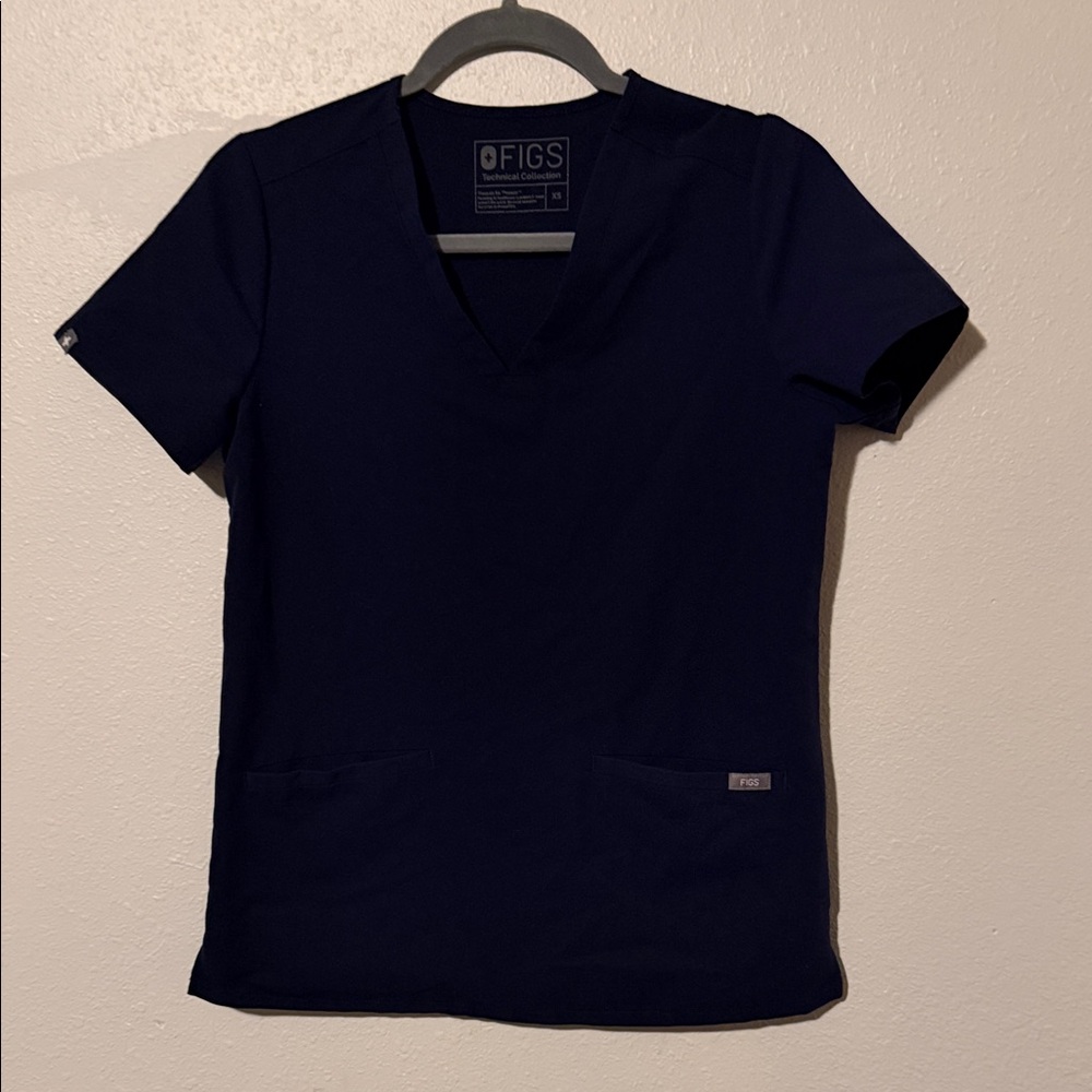 Figs Deep Blue V-Neck Scrub Top